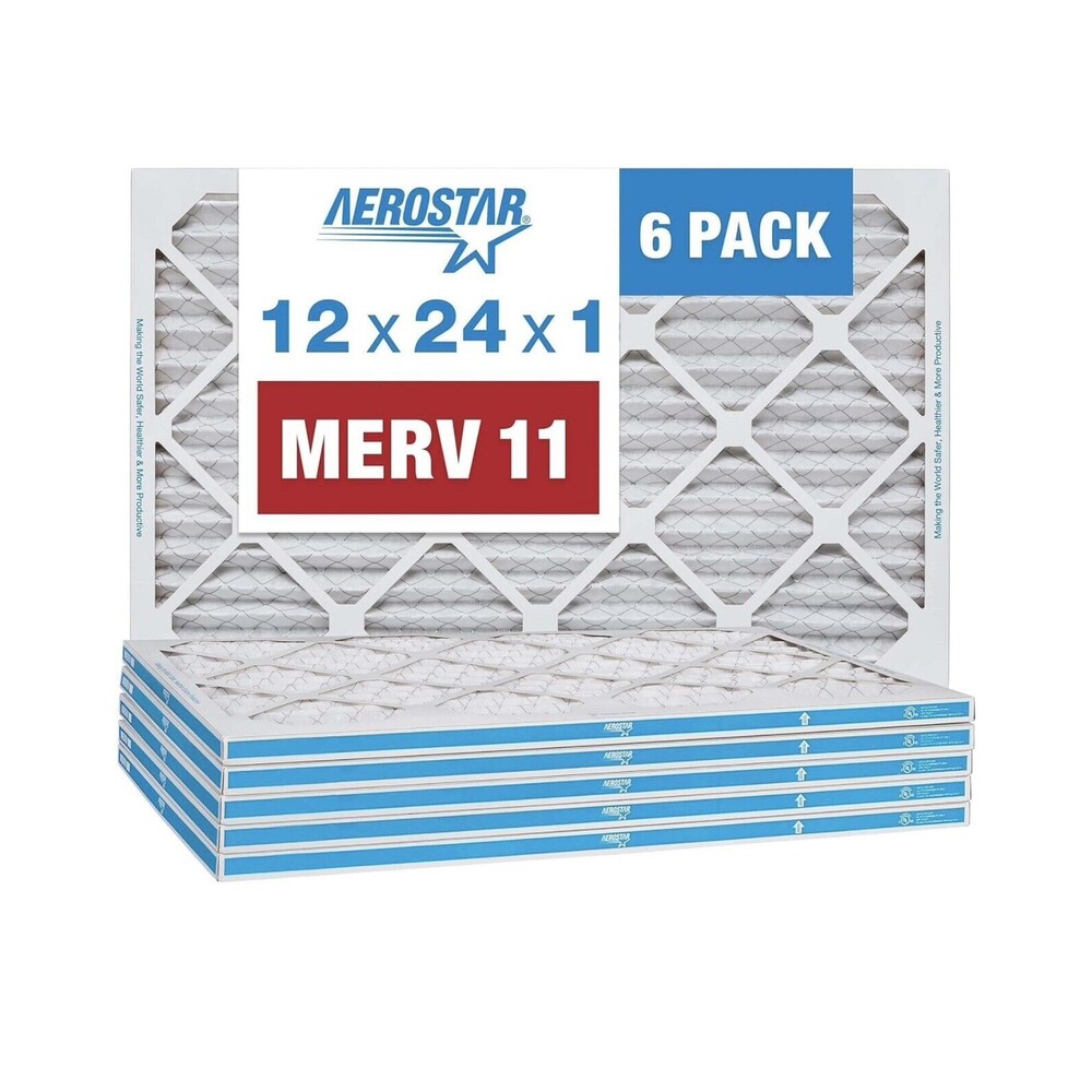 12x24x1 MERV 11 Pleated Air Filter AC Furnace Air Filter 6 Pack